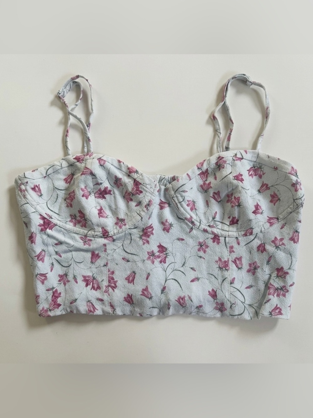 Sun-deh Bonnie Bustier Crop Top Light Blue Floral